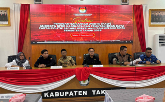 Bawaslu Takalar Hadiri Sosialisasi PAW Anggota DPRD Kabupaten/Kota dan Pemutakhiran Data Parpol
