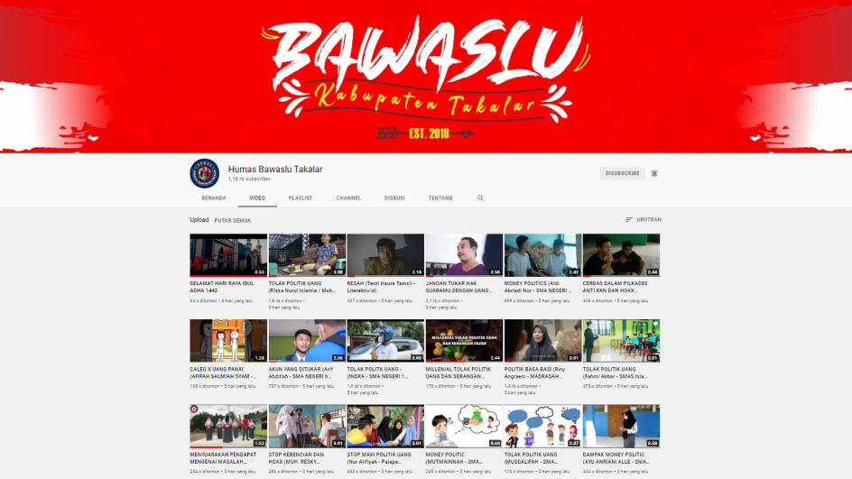 Video Pendek Peserta Lomba Ditayangkan di Youtube Humas Bawaslu Takalar