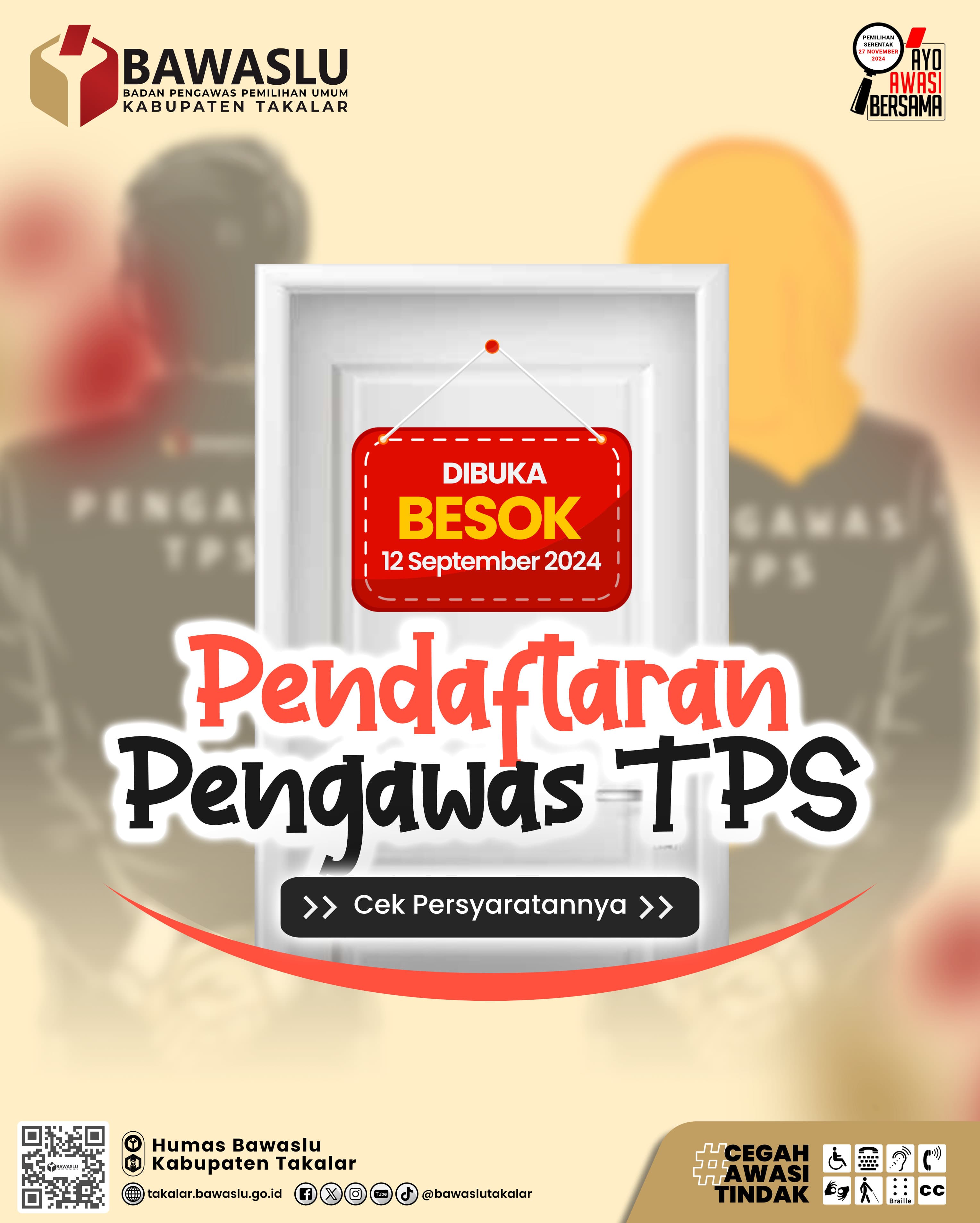 Pendaftaran Pengawas TPS Pemilihan Kepala Daerah dibuka 12-28 September 2024