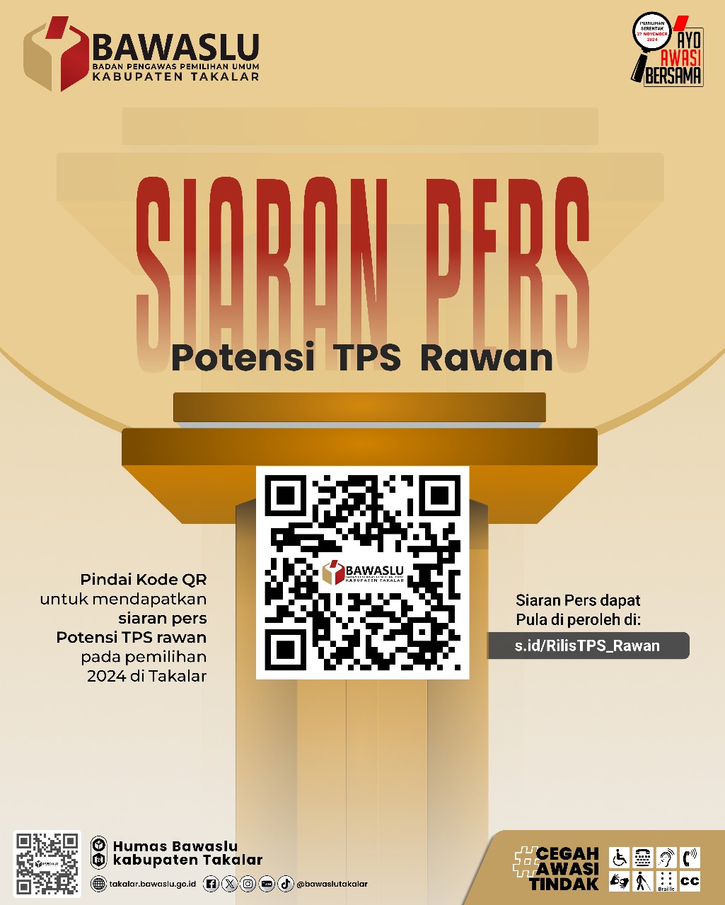 Siaran Pers tertanggal 20 November 2024 terkait TPS Rawan Pada Pilkada