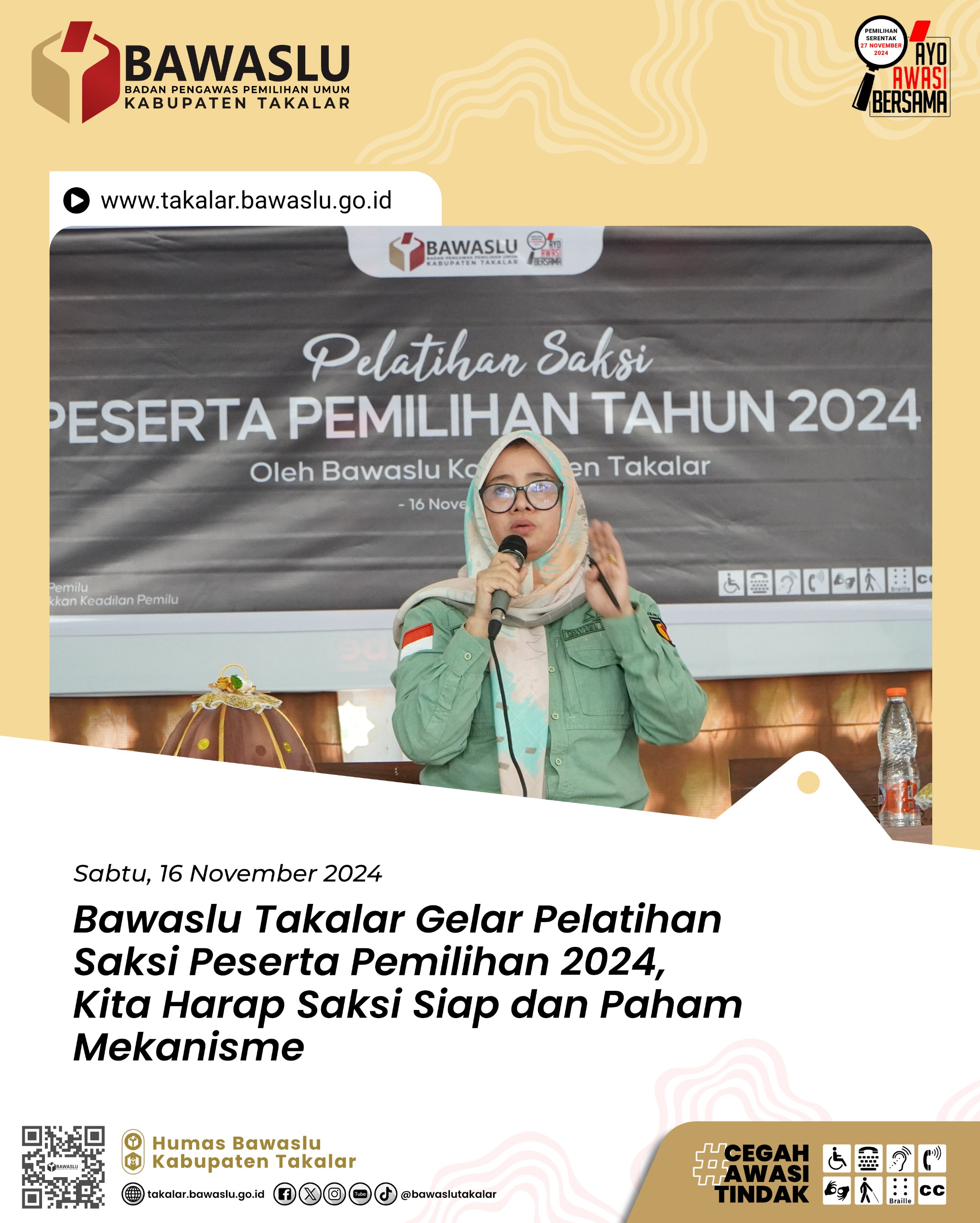 Bawaslu Takalar Gelar Pelatihan Saksi Peserta Pemilihan 2024 Kabupaten Takalar