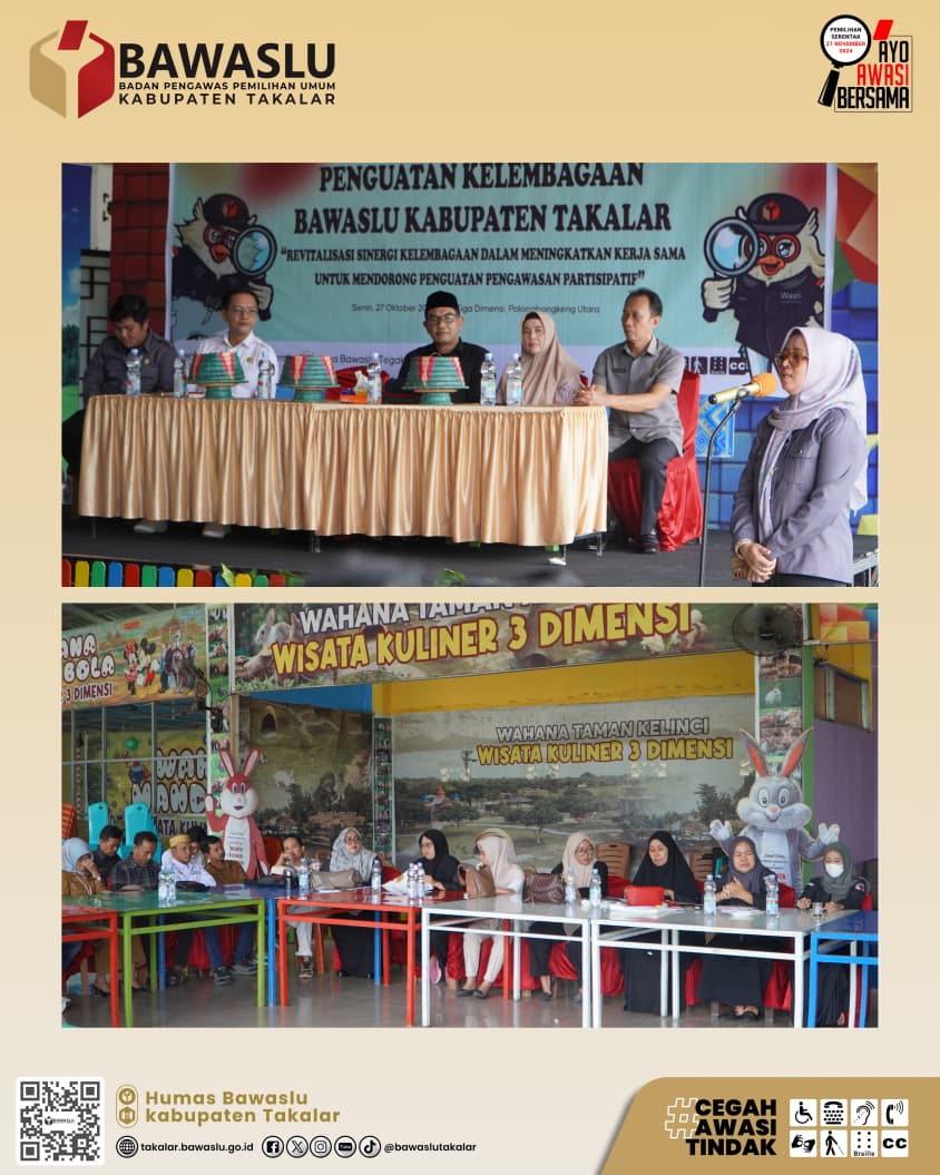 Bawaslu Takalar Gelar Penguatan Kelembagaan dengan tema Kegiatan terkait Peningkatan Pengawasan Partisipatif