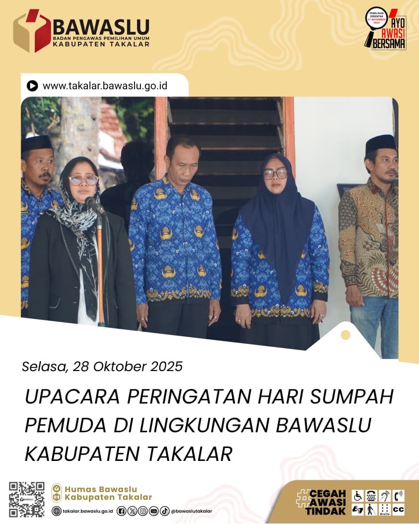 Ketua Bawaslu Takalar sebagai Pembina Upacara Peringatan Hari Sumpah Pemuda