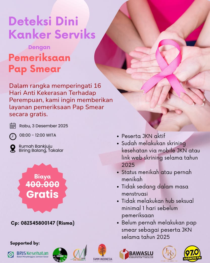 Bawaslu Takalar Bersama Mitra akan gelar Pemeriksaan Pap Smear Gratis
